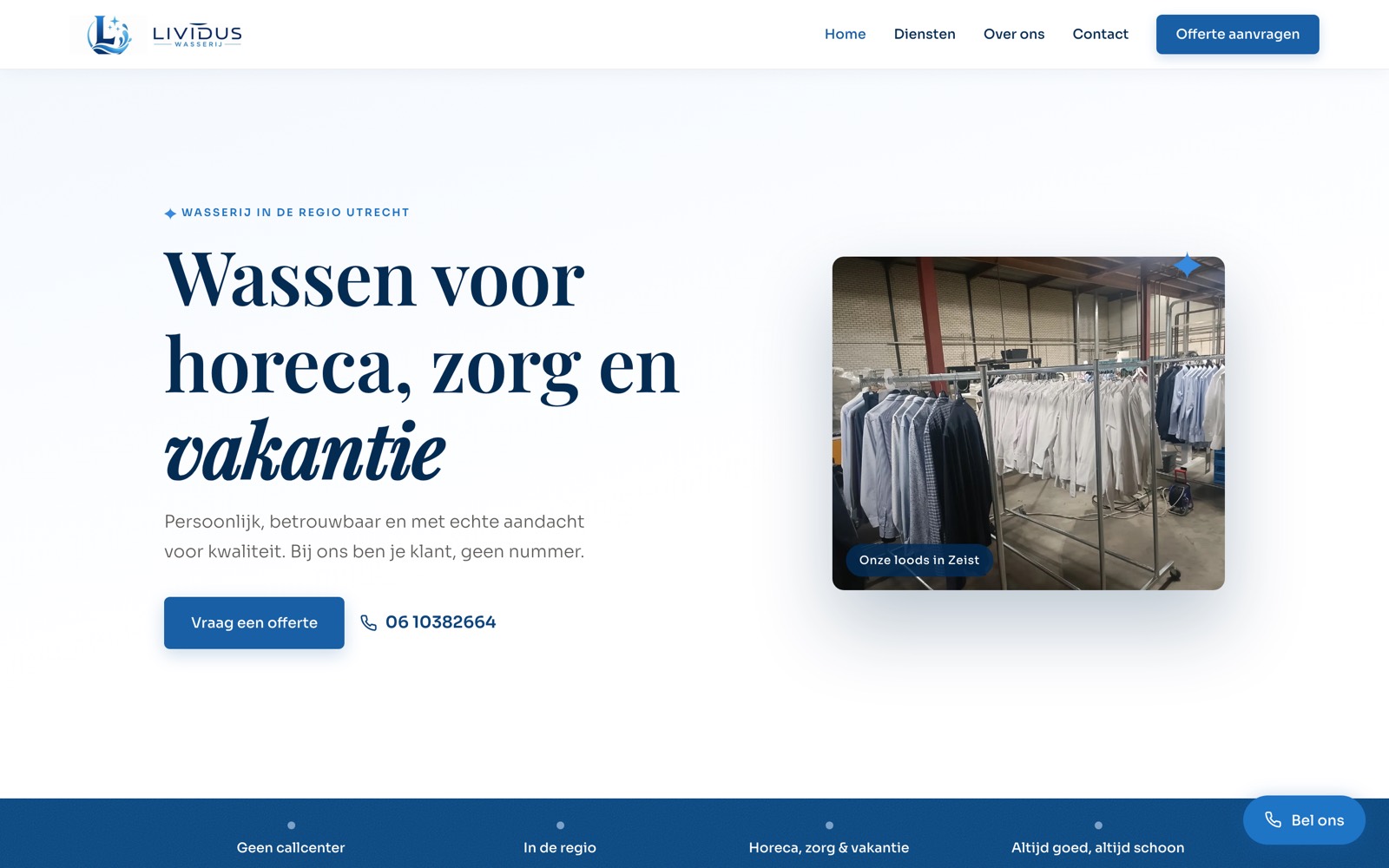 Homepage van wasserijlividus.nl